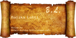Balika Lotti névjegykártya